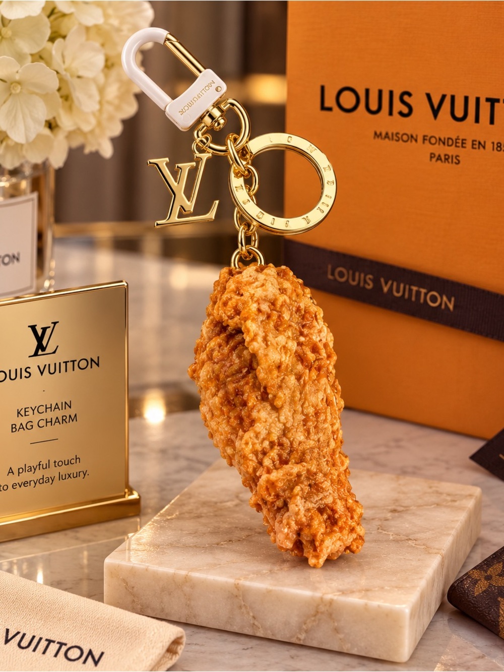 Luxury Fashion Fried Chicken Bag Charm Key Chain